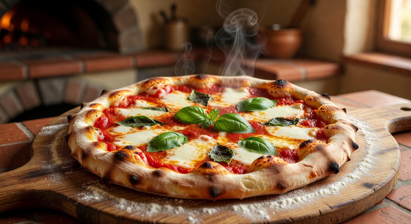 Freshly baked homemade Pizza Margherita